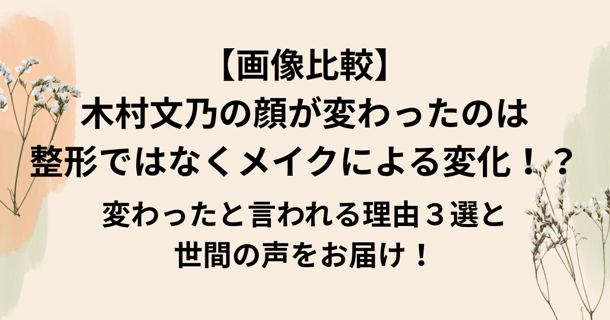 木村文乃の顔が変わったのは整形ではなくメイクによる変化！？
