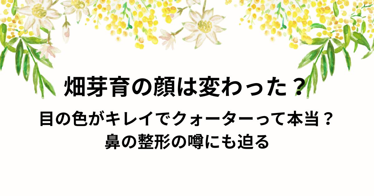 畑芽育の顔は変わった？