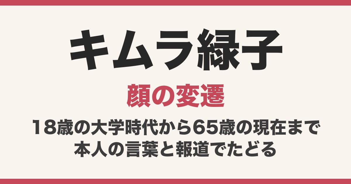 キムラ緑子の顔は変わった？劇団の若い頃から65歳の現在まで本人の言葉で